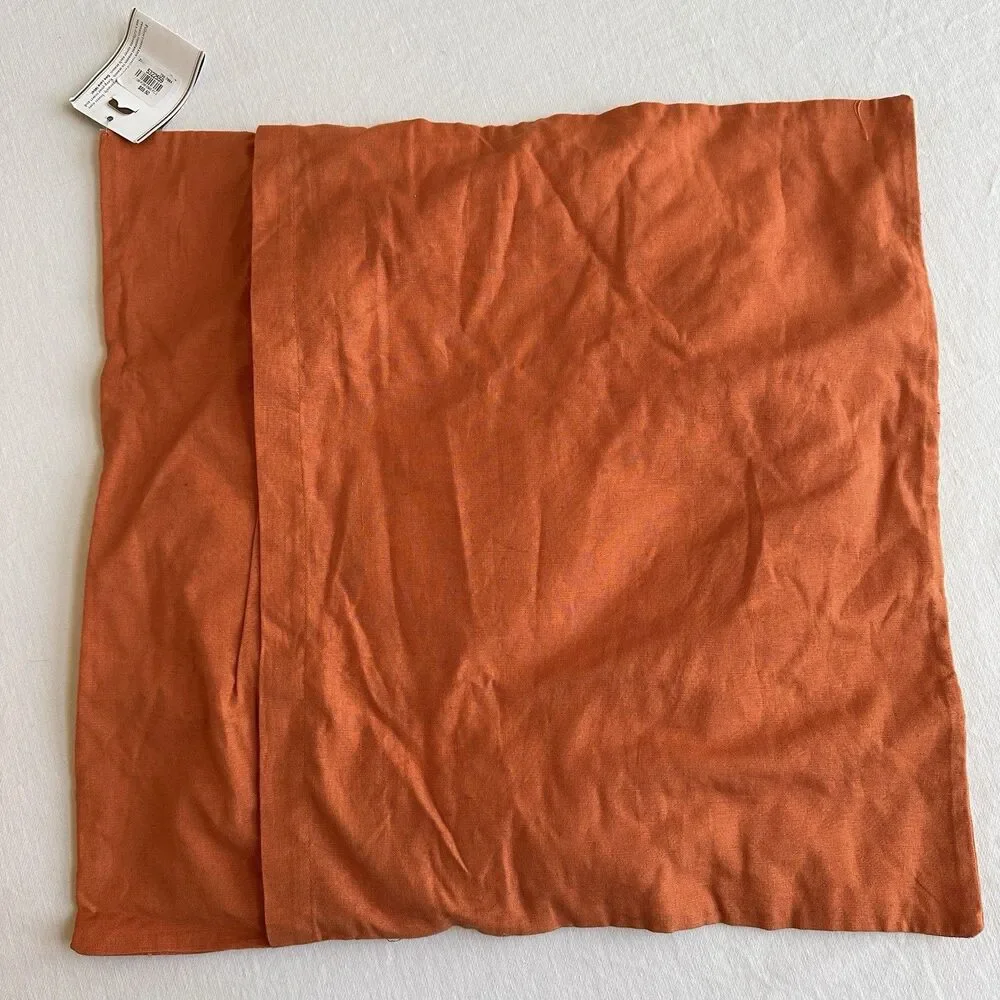 2 Pottery Barn Pom Pom Pillow Cover Orange Clementine Square Embroidered 20x20